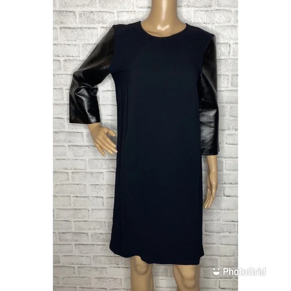 Stella McCartney | Dresses | Stella Mccartney Faux Leather Sleeve Black  Dress | Poshmark